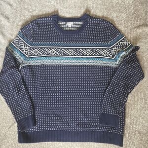 Merona Men's Blue and White Crewneck Sweater